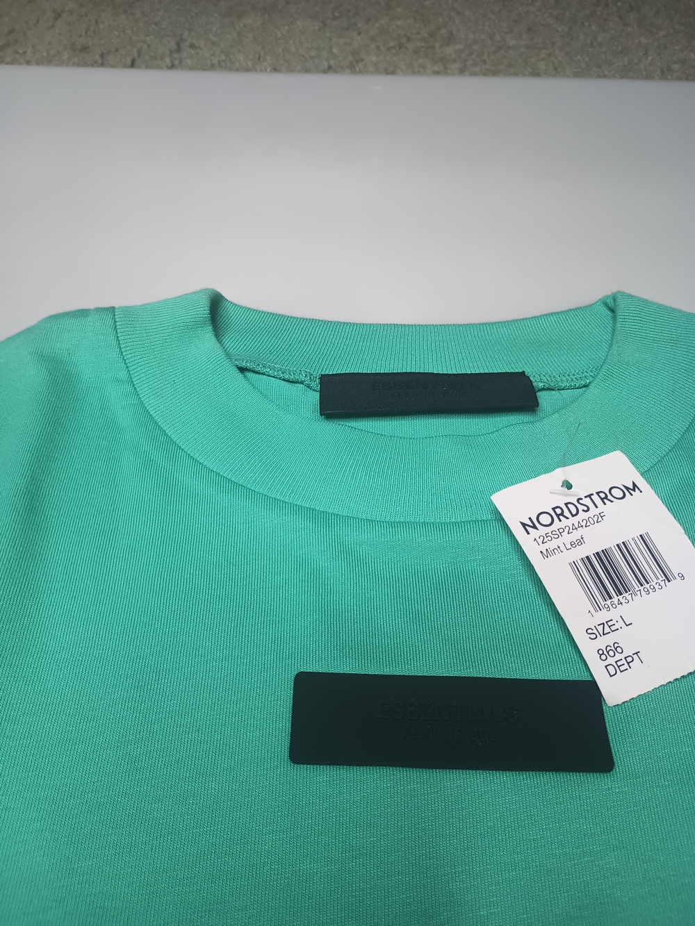 Fear of God Essentials Long Sleeve Oversized T Shirt Size L Mint Green